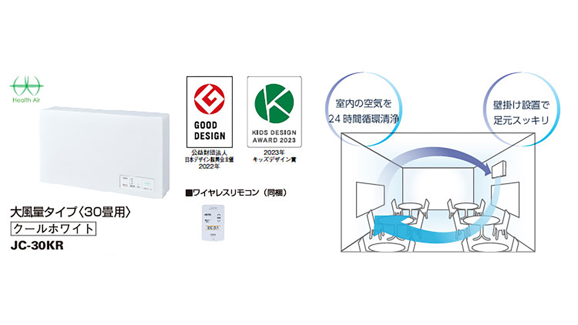 「ヘルスエアー機能」搭載 循環ファン 大風量タイプ特長