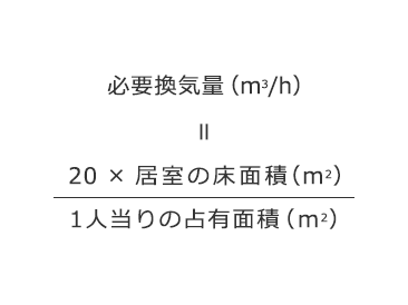 1人当りの占有面積から求める計算式