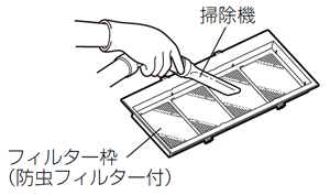 フィルター枠（防虫フィルター付）：清掃