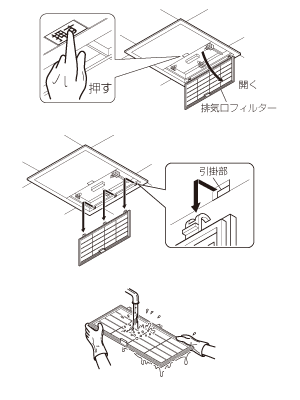 2. 排気口フィルターの取りはずし