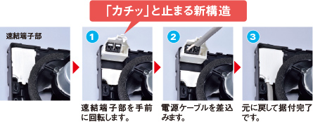 「カチッ」と止まる新構造