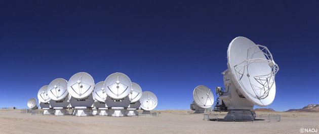 南米チリ、アルマ望遠鏡では2013年5月に日本製パラボラアンテナ16台の設置が完了。本格的な観測がスタートしている。（提供：国立天文台）