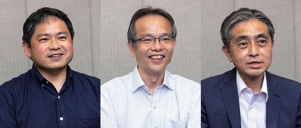 左より、コーポレート本部　システム開発部　副部長　五百木 一郎 氏、コーポレート本部　システム開発部　副部長　前田 和伸 氏、コーポレート本部　システム開発部　次長　神原 僚 氏