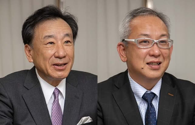取締役 常務執行役員 フィールドソリューション事業本部長 業務改革プロジェクト担当　春原 清 氏（左）IT本部 情報システム部 部長代理　柿 良幸 氏（右）