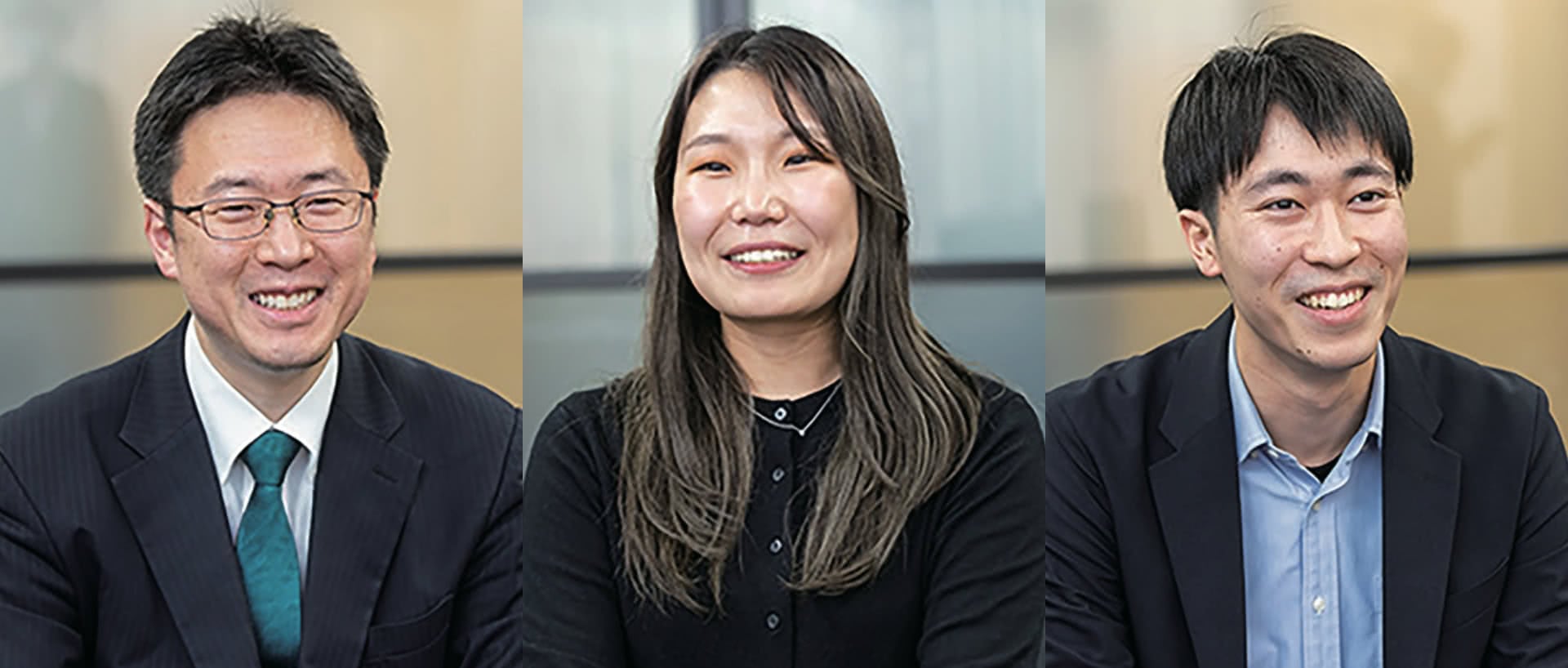 三菱電機インフォメーションシステムズ株式会社 産業第一事業部 製造DX推進グループ グループマネージャー　中松 幸治氏（左）三菱電機インフォメーションシステムズ株式会社 産業第一事業部 製造DX推進グループ　仁平 百合菜 氏（中）三菱電機株式会社 インフォメーションシステム統括事業部基盤部 開発課（三菱電機インフォメーションシステムズ株式会社兼務）　岩谷 俊輔 氏（右）