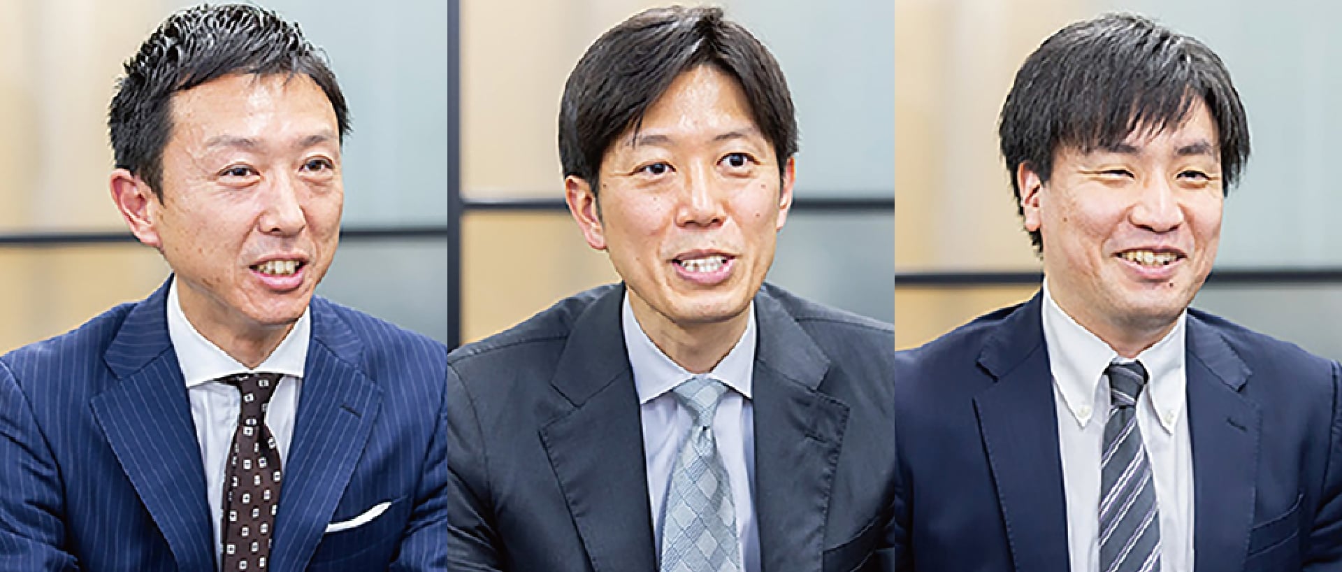 三菱電機インフォメーションシステムズ株式会社 金融第一事業部 営業第一部 第一課 課長 藤井 圭介氏（左）三菱電機インフォメーションシステムズ株式会社 金融第一事業部 ネットワーク統括部 次長 森田 大介 氏（中）三菱電機インフォメーションシステムズ株式会社 金融第一事業部 ネットワーク統括部 第二課 サーティファイドプロフェッショナル 青島 晃宏 氏（右）