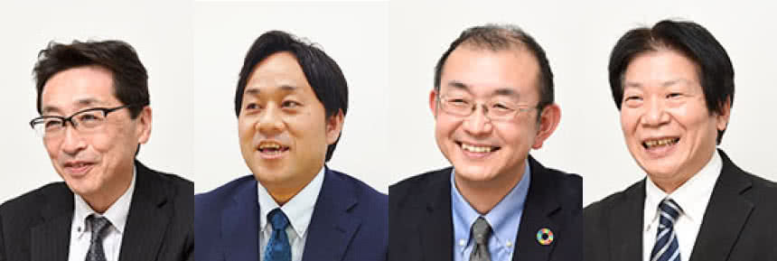 左から、三菱電機ITソリューションズ株式会社　流通・ヘルスケア事業部　ヘルスケア営業部　プロフェッショナル　近内 誠 氏三菱電機ITソリューションズ株式会社　流通・ヘルスケア事業部　ヘルスケア営業部 プロモーショングループ　プロフェッショナル　重富 健二 氏三菱電機ITソリューションズ株式会社　流通・ヘルスケア事業部　ヘルスケアソリューション部　部長　高野 謙司 氏三菱電機ITソリューションズ株式会社　流通・ヘルスケア事業部　ヘルスケアソリューション部　次長　長尾 裕之 氏