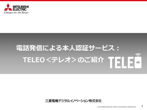 電話発信による本人認証サービス：TELEO＜テレオ＞のご紹介