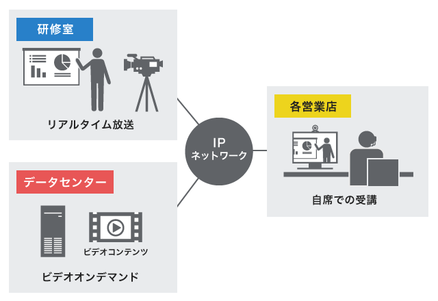 サテライト教育やビデオオンデマンドによる教育プログラム