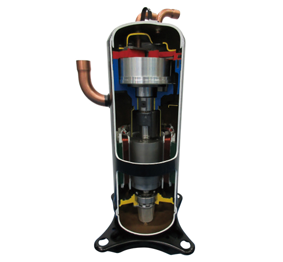地球環境に貢献する高性能大容量スクロール圧縮機
吸入室インジェクション機構搭載「HNK97F形圧縮機」